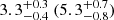 $ 3.3^{+0.3}_{-0.4}~(5.3^{+0.7}_{-0.8}) $
