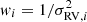 $ {\it w}_i=1/\sigma_{{\rm RV},i}^2 $