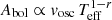 $ A_{\mathrm{bol}} \propto v_{\mathrm{osc}}\,T_{\mathrm{eff}}^{1-r} $