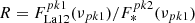 $ R=F_{\mathrm{La12}}^{pk1}(\nu_{pk1})/F_{*}^{pk2}(\nu_{pk1}) $