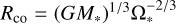 ${R_{{\rm{co}}}} = {\left( {G{M_*}} \right)^{1/3}}\Omega _*^{ - 2/3}$