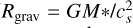 ${R_{{\rm{grav}}}} = GM*/c_s^2$
