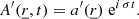 $$ \begin{aligned} A^\prime (\underline{r},t) = a^\prime (\underline{r}) \; \mathrm{e} ^{i\,\sigma t}. \end{aligned} $$