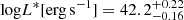 $ {\log}L^*{[\mathrm{erg\, s}^{-1}]}=42.2^{+0.22}_{-0.16} $
