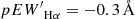 $ {pEW^\prime}_{\mathrm{H\alpha}} = -0.3\,\AA $