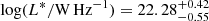 $ \log (L^*/\mathrm{W\,Hz^{-1}}) = 22.28^{+0.42}_{-0.55} $