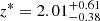 $ z^*= 2.01^{+0.61}_{-0.38} $