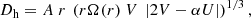 $$ \begin{aligned} D_{\rm h} = A\ r\ \left( r{\Omega }(r)\ V\ \left| 2V-\alpha U \right| \right)^{1/3}, \end{aligned} $$