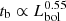 $ t_{\mathrm{b}}\propto L_{\mathrm{bol}}^{0.55} $