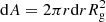 $ {\rm d}A=2\pi r {\rm d}r R_{\rm g}^2 $