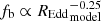 $ f_{\mathrm{b}}\propto {R_{\mathrm{Edd}}}_{\mathrm{model}}^{-0.25} $