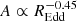 $ A \propto R_{\mathrm{Edd}}^{-0.45} $