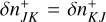 $\delta n_{JK}^ + = \delta n_{KJ}^ + $
