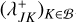 ${\left( {\lambda _{JK}^ + } \right)_{K \in {\cal B}}}$