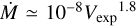 $\dot M \simeq {10^{ - 8}}{V_{\exp }}^{1.8}$