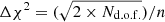 $ \Delta\chi^2 = (\sqrt{2\times N_{\mathrm{d.o.f.}}})/n $