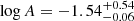 $ \log A=-1.54^{+0.54}_{-0.06} $