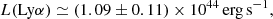 $$ \begin{aligned} L(\mathrm{Ly}\alpha )\simeq (1.09\pm 0.11)\times 10^{44}\,\mathrm{erg} \,\mathrm{s} ^{-1}, \end{aligned} $$