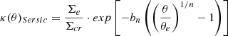 $$ \begin{aligned} \kappa (\theta )_{Sersic}=\dfrac{\Sigma _{e}}{\Sigma _{cr}} \cdot exp \left[ -b_n \left(\left( \frac{\theta }{\theta _{e}} \right) ^{1/n}-1\right) \right] \end{aligned} $$