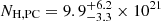 $ N_{\mathrm{H,PC}} = 9.9^{+6.2}_{-3.3} \times 10^{21} $