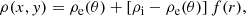 $$ \begin{aligned} \rho (x,y) = \rho _{\rm e}(\theta )+\left[\rho _{\rm i} - \rho _{\rm e}(\theta )\right]f(r), \end{aligned} $$