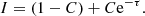 $$ \begin{aligned} I=(1-C)+C\mathrm{e}^{-\tau }. \end{aligned} $$