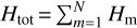 ${H_{{\rm{tot}}}} = \sum\nolimits_{m = 1}^N {\,{H_{\rm{m}}}} $