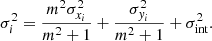 $$ \begin{aligned} \sigma ^2_{i}=\frac{m^2\sigma ^2_{x_i}}{m^2+1}+\frac{\sigma ^2_{{ y}_i}}{m^2+1}+\sigma _{\rm int}^2. \end{aligned} $$