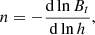 $$ \begin{aligned} n=-\frac{\mathrm{d} \ln {B_t}}{\mathrm{d} \ln {h}}, \end{aligned} $$