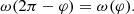 $$ \begin{aligned} \omega (2\pi - \varphi ) = \omega (\varphi ). \end{aligned} $$