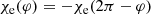 $$ \begin{aligned} \chi _\mathrm{e} (\varphi ) = - \chi _\mathrm{e} (2\pi - \varphi ) \end{aligned} $$
