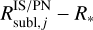 $R_{{\rm{subl}},j}^{{\rm{IS}}/{\rm{PN}}} - {R_*}$