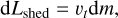 ${\rm{d}}{L_{{\rm{shed }}}} = {v_t}{\rm{d}}m{\rm{, }}$