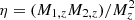 $ \eta = (M_{1,z}M_{2,z})/M_z^2 $