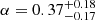 $ \alpha = 0.37^{+0.18}_{-0.17} $