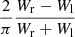 $ \frac{2}{\pi} \frac{W_{\mathrm{r}} - W_{\mathrm{l}}}{W_{\mathrm{r}} + W_{\mathrm{l}}} $