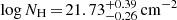 $ \log{N_{\mathrm{H}}}\,{=}\,21.73^{+0.39}_{-0.26}\,\mathrm{cm}^{-2} $
