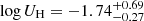 $ \log{U_{\mathrm{H}}}=-1.74^{+0.69}_{-0.27} $