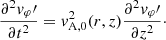 $$ \begin{aligned} \frac{\partial ^{2}v_{\varphi }\prime }{\partial t^{2}}=v^{2}_{\rm A,0}(r,z)\frac{\partial ^{2}v_{\varphi }\prime }{\partial z^{2}}\cdot \end{aligned} $$