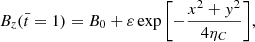 $$ \begin{aligned} B_{z}(\bar{t}=1)&= B_{0}+ \varepsilon \exp {\left[-\frac{x^{2}+y^{2}}{4\eta _{C}}\right]}, \end{aligned} $$