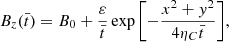 $$ \begin{aligned} B_{z}(\bar{t})&= B_{0}+ \frac{\varepsilon }{\bar{t}}\exp {\left[-\frac{x^{2}+y^{2}}{4\eta _{C}\bar{t}}\right]}, \end{aligned} $$