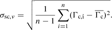 $$ \begin{aligned} \sigma _{\mathrm{sc},\nu }=\sqrt{\frac{1}{n-1}\sum _{i=1}^{n}(\Gamma _{\rm c,i}-\overline{\Gamma _{\rm c}})^2}. \end{aligned} $$