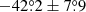 $ -42{{\overset{\circ}{.}}}2 \pm 7{{\overset{\circ}{.}}}9 $
