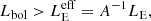 $$ \begin{aligned} L_{\rm bol} > L_{\rm E}^\mathrm{eff} = A^{-1} L_{\rm E}, \end{aligned} $$