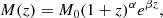 $$ \begin{aligned} M(z) = M_0 (1+z)^\alpha e^{\beta z}, \end{aligned} $$