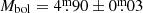 $ M_{\mathrm{bol}}=4{{\overset{\text{m}}{.}}}90 \pm0{{\overset{\text{m}}{.}}}03 $