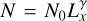 $N = {N_0}L_x^\gamma $