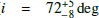 $ i=72^{+5}_{-8}\,\mathrm{deg} $