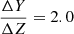 $ \frac{\Delta Y}{\Delta Z}=2.0 $