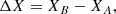 $$ \begin{aligned} \Delta X = X_B - X_A, \end{aligned} $$